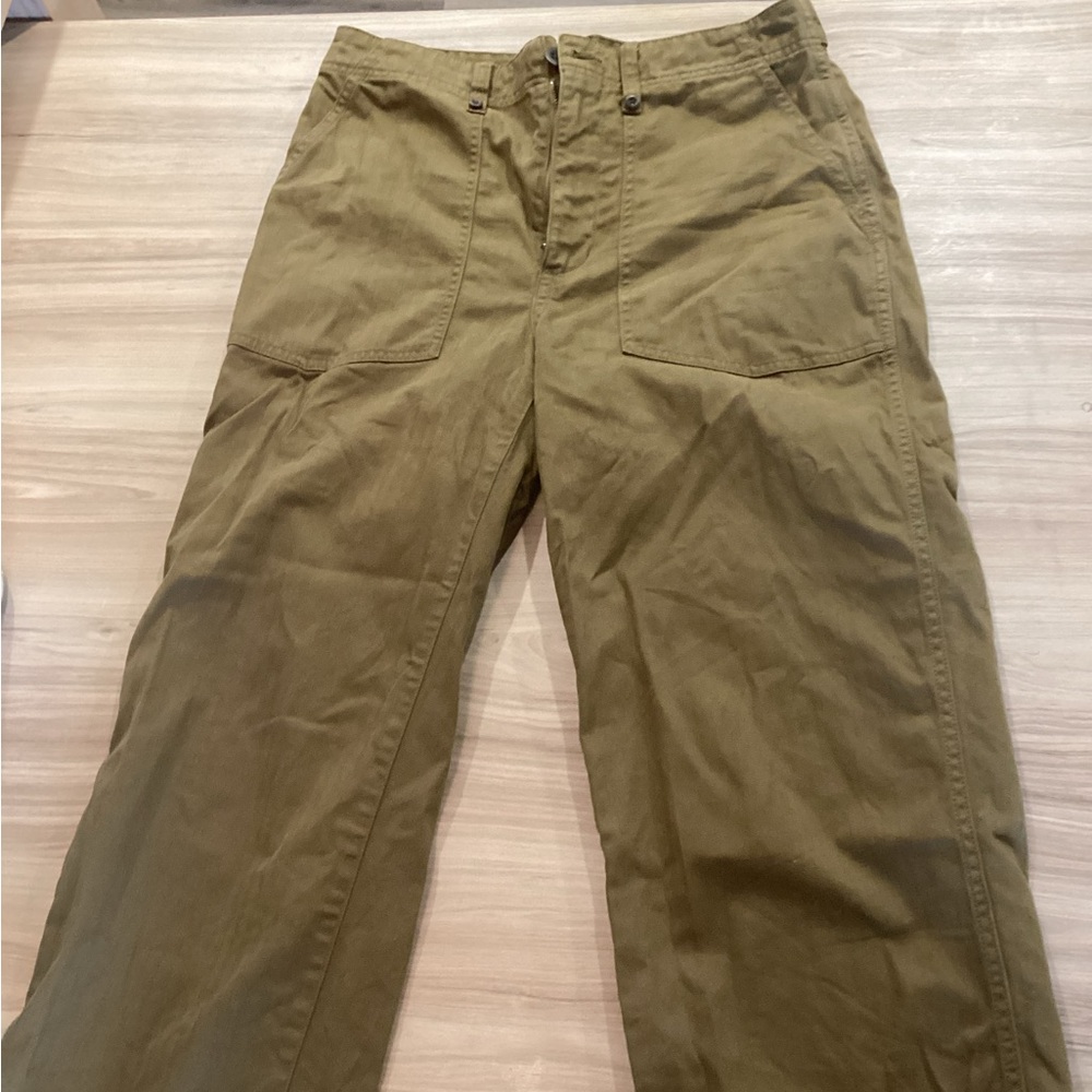 Madewell Green Cargo Pants Straight-Leg Cotton